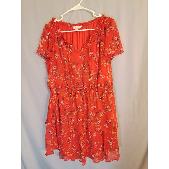 Copied - Lauren Conrad Red Floral Summer Dress - Picture 1 of 5